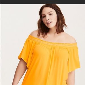 yellow off shoulder top